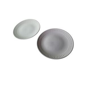 MATCERAMICA White Embossed Dot Band 10.75" Dinner Plates Set of 2